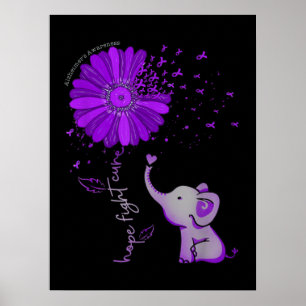 Poster Espoir Combat Éléphant Mignon Alzheimer Ruban Viol