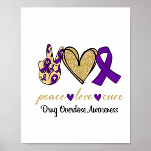 Poster Espoir d'amour en paix Ruban violet Sensibilisatio