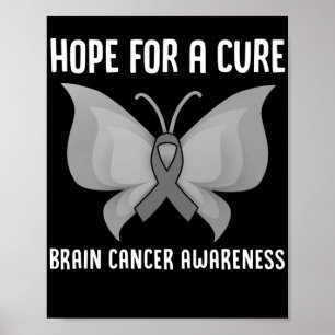 Poster Espoir D'Un Cerveau Cure Cancer Cerveau Tumeur Gri