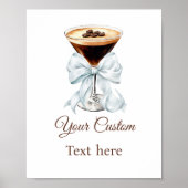 Poster Espresso Martini Blue Coquette Bow Custom Sign (Devant)
