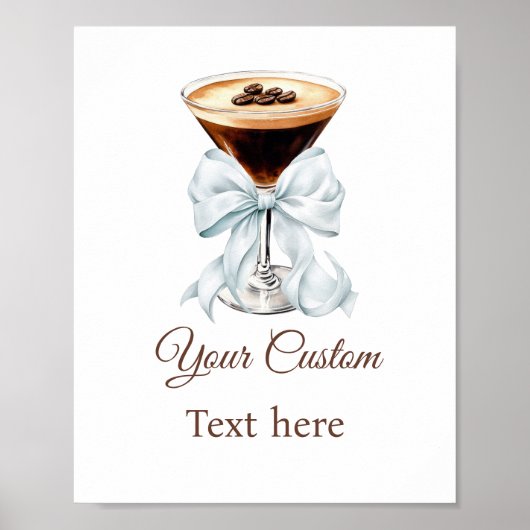 Poster Espresso Martini Blue Coquette Bow Custom Sign (Devant)