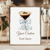 Poster Espresso Martini Blue Coquette Bow Custom Sign