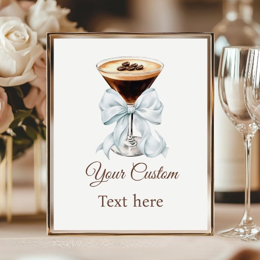 Poster Espresso Martini Blue Coquette Bow Custom Sign