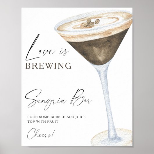 Poster Espresso Martini Bridal douche sangria bar (Devant)