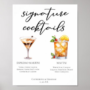 Poster Espresso Martini Mai Tai Cocktails Menu Mariage