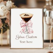 Poster Espresso Martini Pink Coquette Bow Custom Sign
