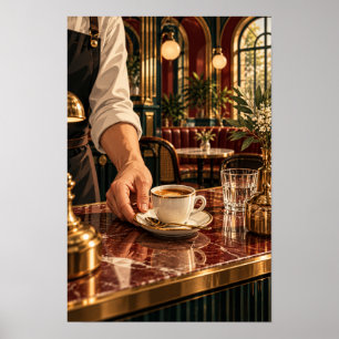 Poster Espresso Servi dans un Café Élégant – Café de Luxe