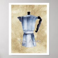 Espresso vintage café Moka Pot aquarelle Art