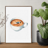 Poster Espresso Woman Soak Watercolor