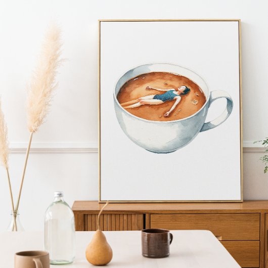 Poster Espresso Woman Soak Watercolor