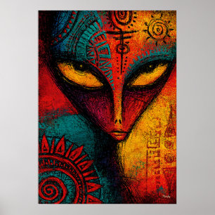 Poster Esprit Alien Cosmique Art Abstrait – Expressionnis