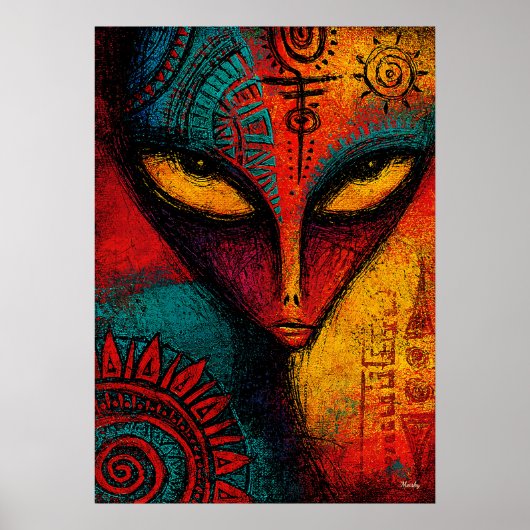 Poster Esprit Alien Cosmique Art Abstrait – Expressionnis (Devant)