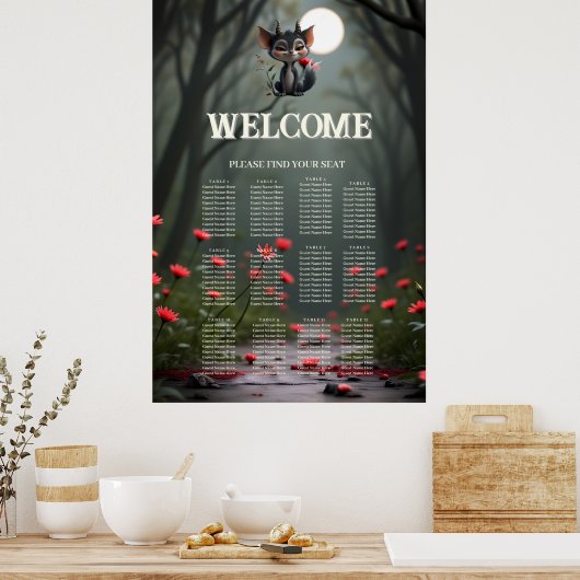 Poster Esprit de la forêt de Lune malicieuse de Fleur éca (Cuisine)