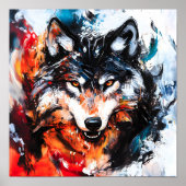 Poster Esprit de loup sauvage abstrait (Devant)