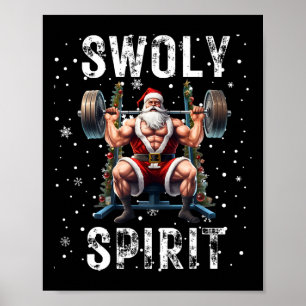 Poster Esprit de Noël drôle de Santa pour la musculation