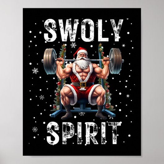 Poster Esprit de Noël drôle de Santa pour la musculation  (Devant)
