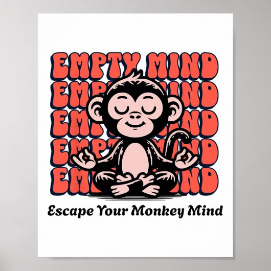 Poster Esprit de singe, chimpanzé méditant, méditation de (Devant)