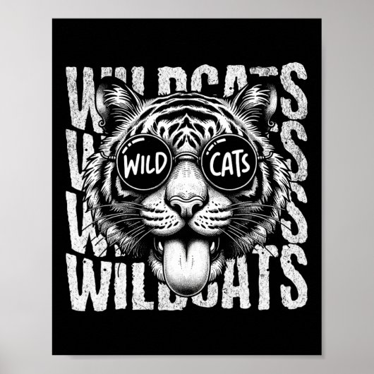 Poster Esprit d'équipe de fan de sport scolaire Wildcats (Devant)