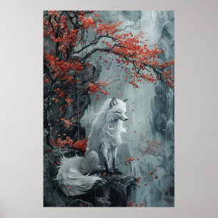 Poster Esprit Kitsune – Renard Japonais dans la Forêt en