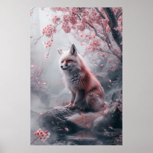 Poster Esprit Kitsune – Renard Japonais dans la Forêt en
