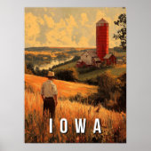 Poster Esprit patriotique rétro Iowa - Coeur Americana (Devant)