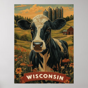 Poster Esprit patriotique vintage du Wisconsin