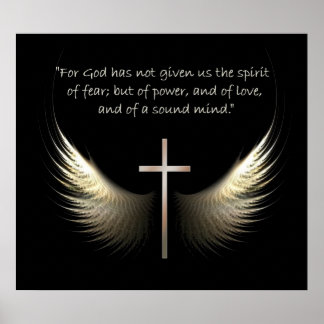 Poster Esprit Saint Ailes avec Croix et Écriture Verse