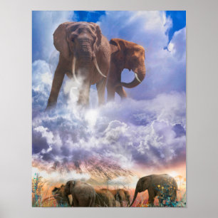 Poster ESPRITS ÉLÉPHANTS DU Mont Kilimandjaro