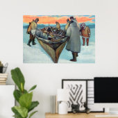 Poster Esquimaux lancent un bateau de chasse à la baleine (Bureau à domicile)