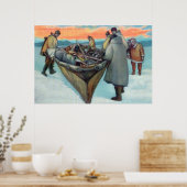 Poster Esquimaux lancent un bateau de chasse à la baleine (Cuisine)