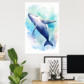 Poster Esquisse de baleine d'aquarelle. (Bureau à domicile)