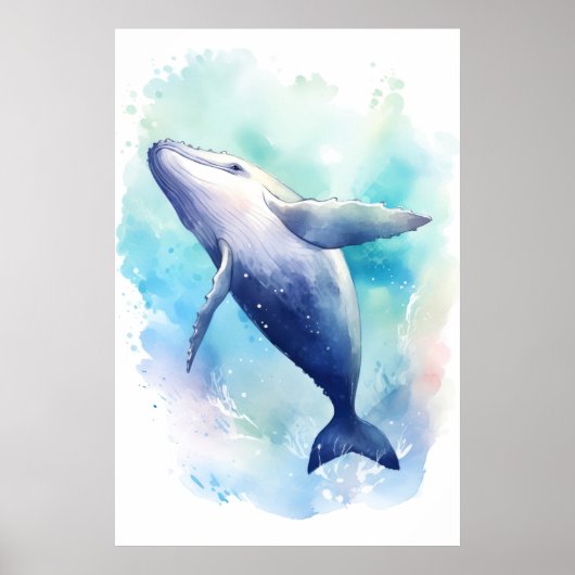 Poster Esquisse de baleine d'aquarelle. (Devant)