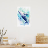 Poster Esquisse de baleine d'aquarelle. Petit (Cuisine)