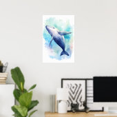 Poster Esquisse de baleine d'aquarelle. Petit (Bureau à domicile)