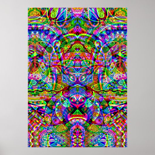 Poster Esquisse Imaginaire Art - Neon Abstrait Maj 3 (Devant)