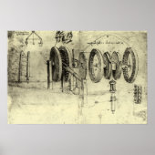 Poster Esquisse technique d'une roue par Léonard de Vinci (Devant)