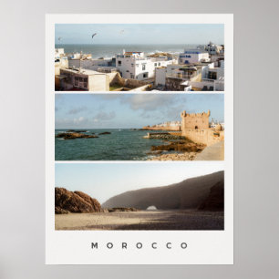 Poster Essaouira & Legzira, Collage de voyage au Maroc mo