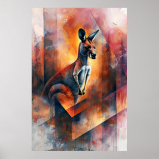 Poster Essence d'arrière-plan : Kangaroo en abstraction