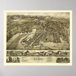 Poster Essex, CT Carte panoramique - 1881