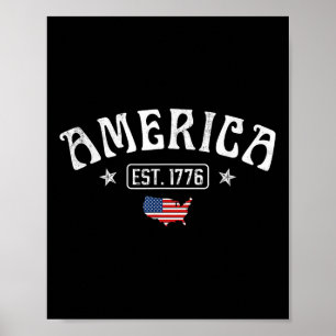 Poster Est 1776 Drapeau américain patriotique 4 juillet A