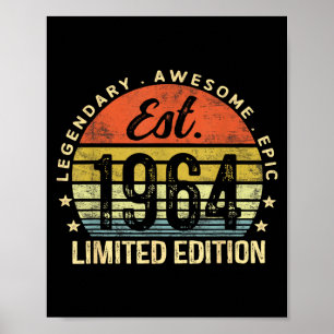 Poster Est 1964 Édition Limitée 61e Anniversaire Vintage