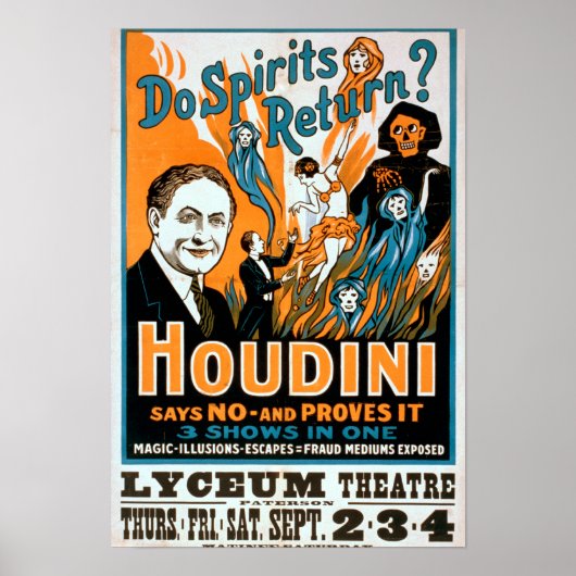 Poster Est-ce que les esprits reviennent ? Houdini Dit NO (Devant)