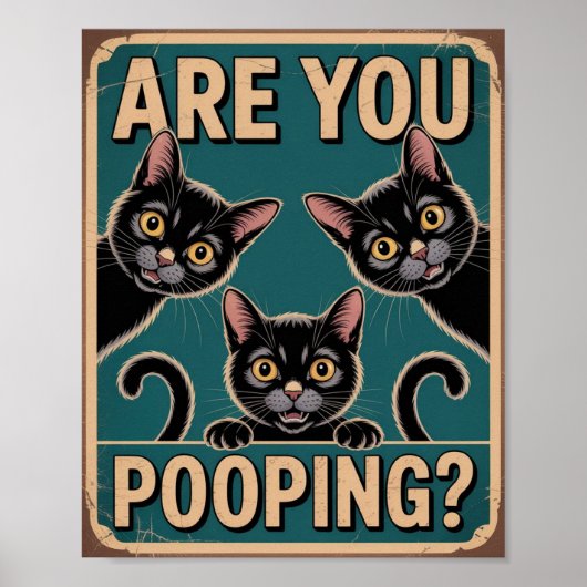 Poster "Est-ce que vous faites caca?" Drôles de chats noi (Devant)