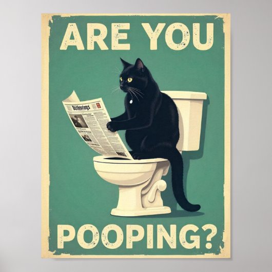 Poster "Est-ce que vous faites caca?" Drôles de chats noi (Devant)