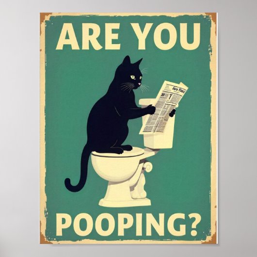 Poster "Est-ce que vous faites caca?" Drôles de chats noi (Devant)