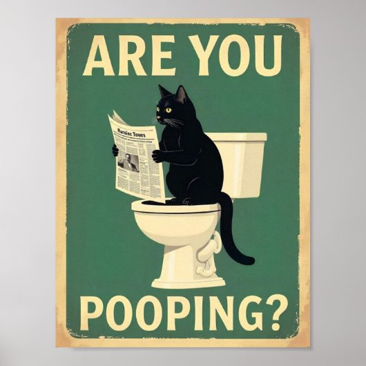 Poster "Est-ce que vous faites caca?" Drôles de chats noi (Devant)