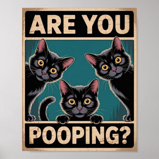Poster "Est-ce que vous faites caca?" Drôles de chats noi (Devant)