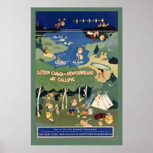 Poster Est du Canada et Terre-Neuve Québec Nouveau