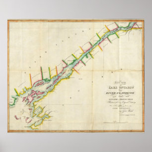 Poster Est. Extrémité de St Lawrence du lac Ontario et 