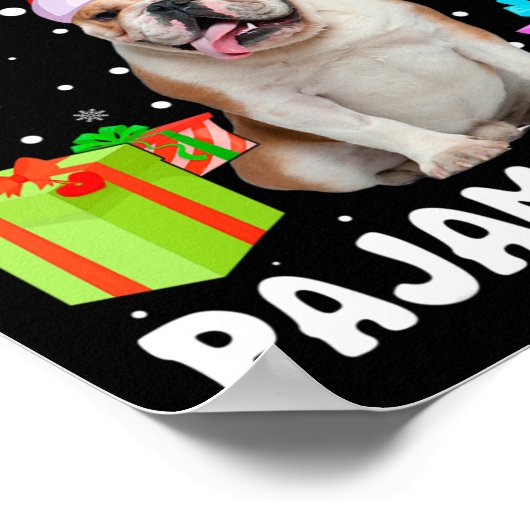 Poster Est Mon Noël Français Chien Chien Chien Pyjama Chi (Coin)